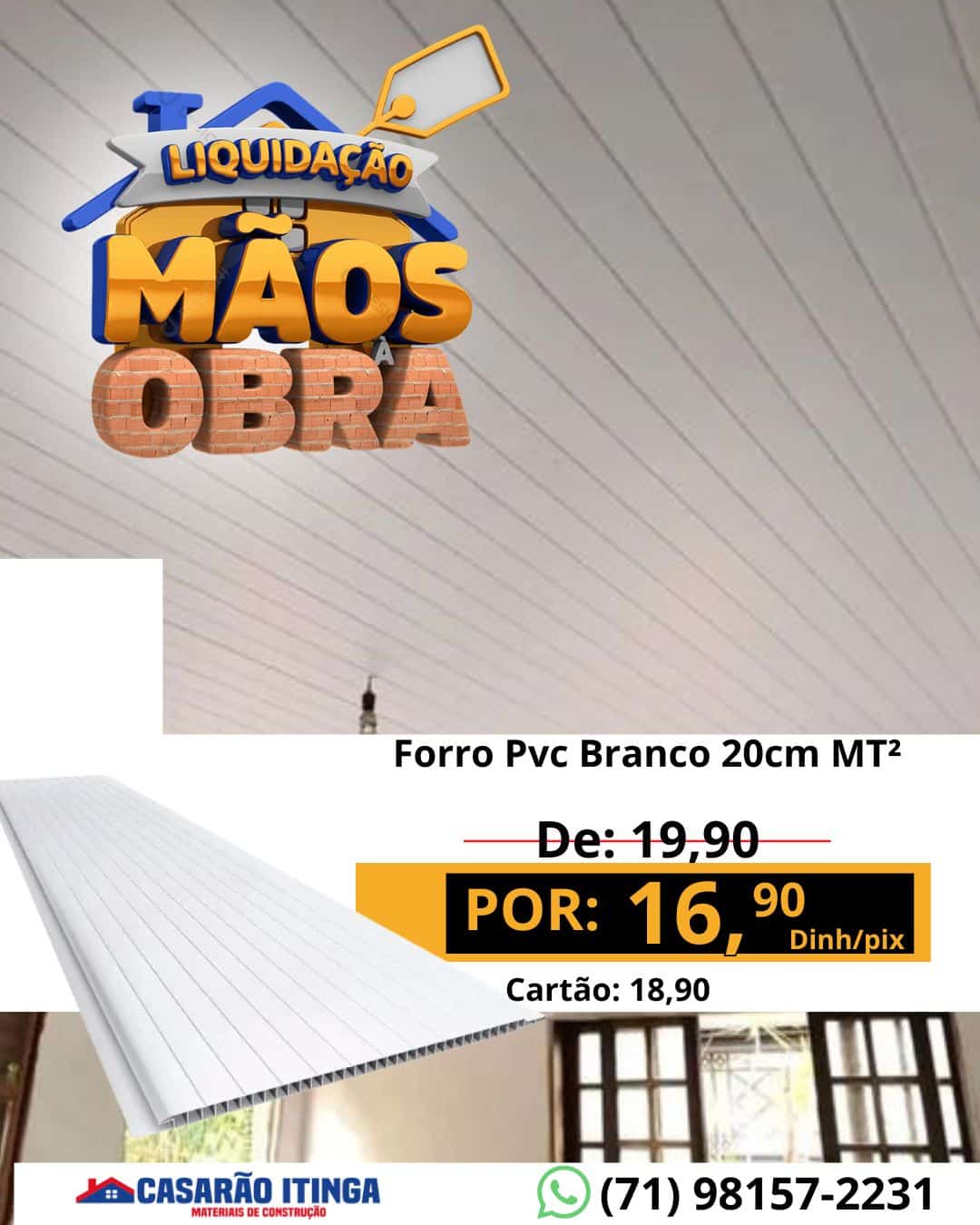 Forro Pvc Branco 20cm MT²
